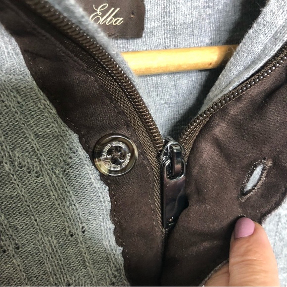 Tasso Elba Supima Cotton Cable Knit Henley Quarter Zip Pullover Sweater L - Picture 6 of 8